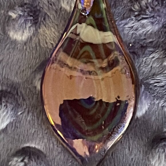 Lampwork & Dichroic Glass Teardrop Pendant - Picture 4 of 8